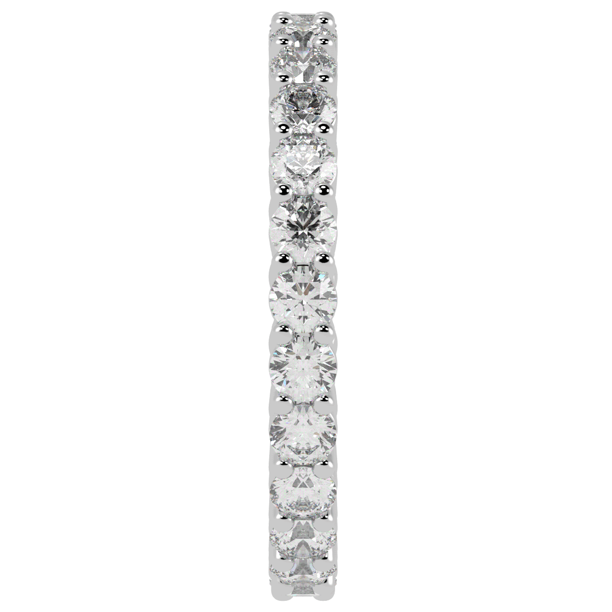 Claw Set Full Eternity Ring in white gold or platinum, side view