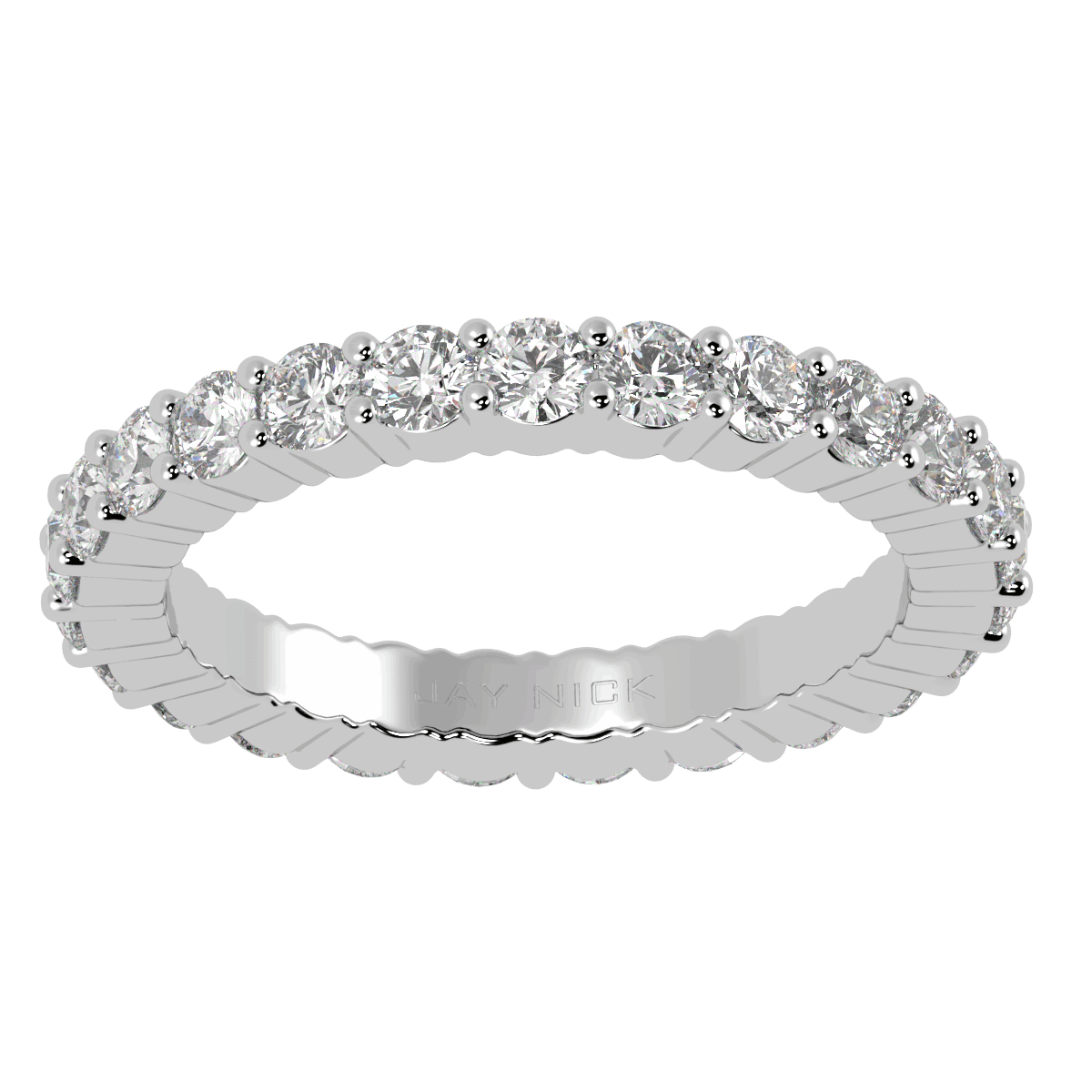 Claw Set Full Eternity Ring in white gold or platinum, top view