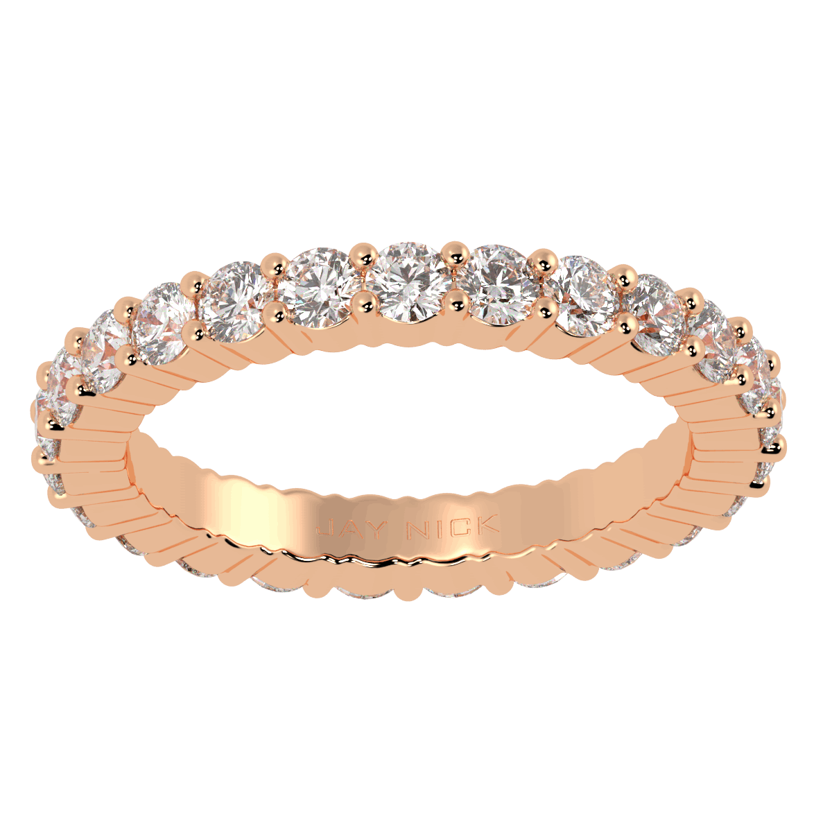 Claw Set Full Eternity Ring in rose gold, top view