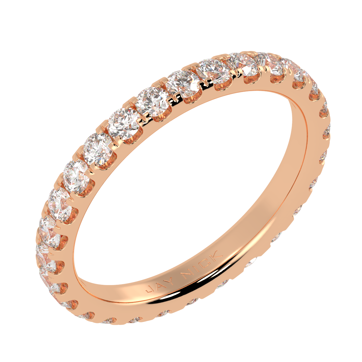 Micro Set Full Eternity Ring in rose gold, perspective view