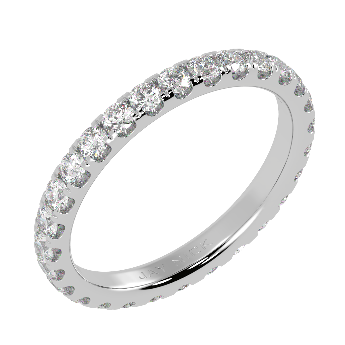 Micro Set Full Eternity Ring in white gold or platinum, perspective view
