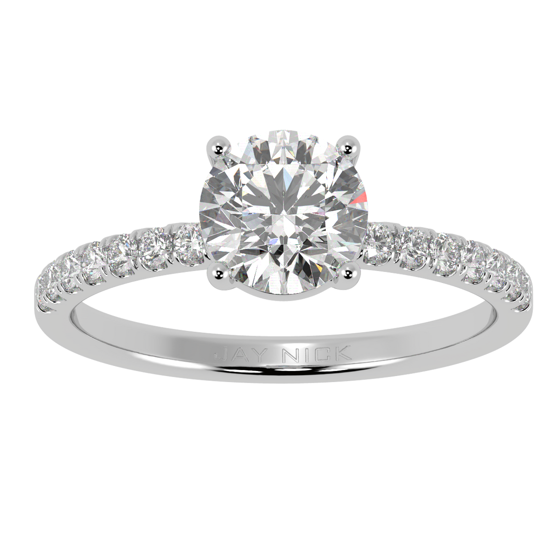 Modern Round Diamond Shoulder Ring