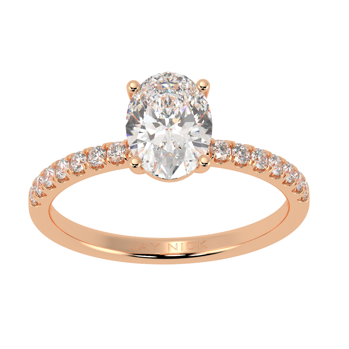 Modern Oval Diamond Shoulder Ring