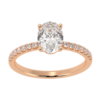 Modern Oval Diamond Shoulder Ring