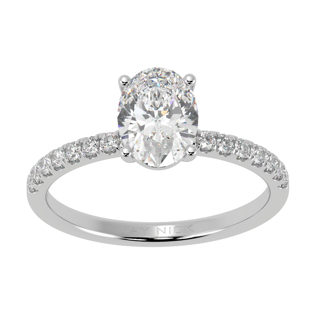 Modern Oval Diamond Shoulder Ring