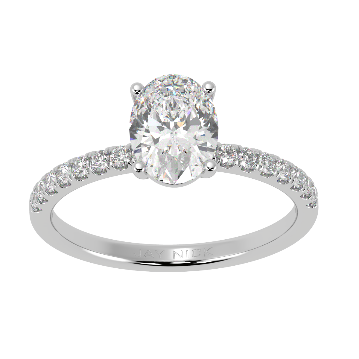 Modern Oval Diamond Shoulder Ring