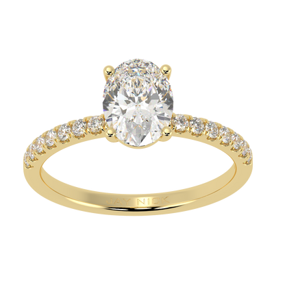 Modern Oval Diamond Shoulder Ring