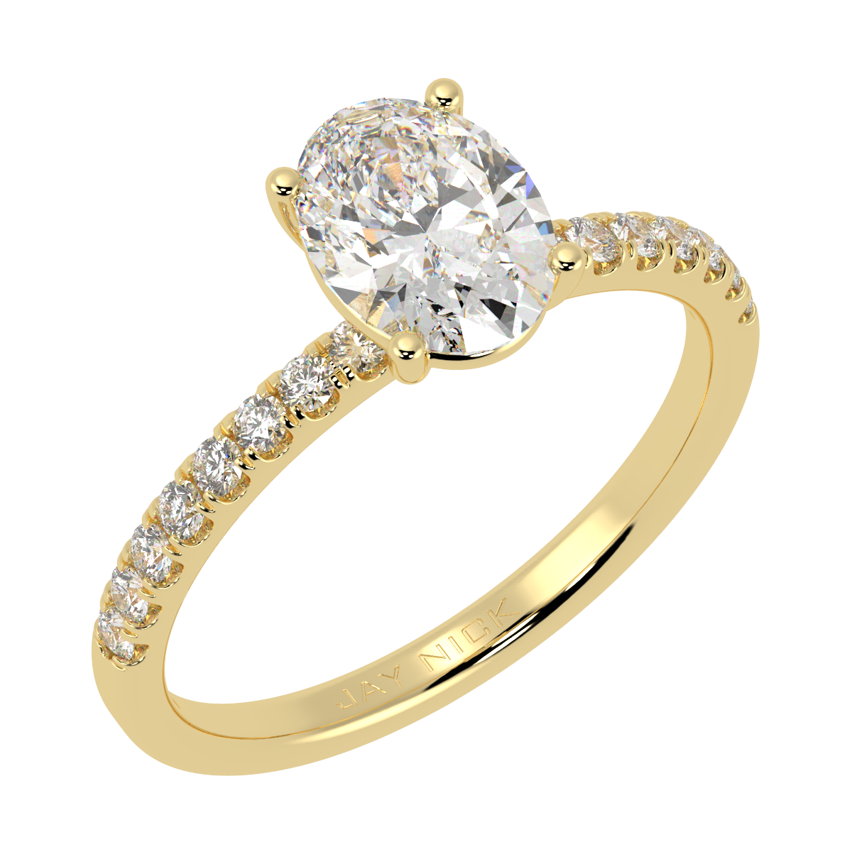 Modern Oval Diamond Shoulder Ring