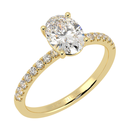 Modern Oval Diamond Shoulder Ring