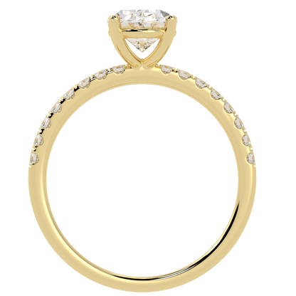 Modern Oval Diamond Shoulder Ring