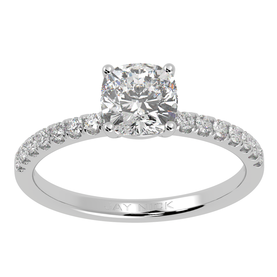 Modern Cushion Diamond Shoulder Ring