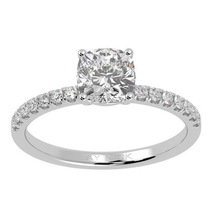 Modern Cushion Diamond Shoulder Ring