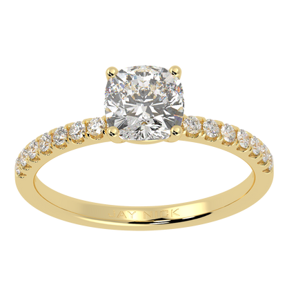 Modern Cushion Diamond Shoulder Ring