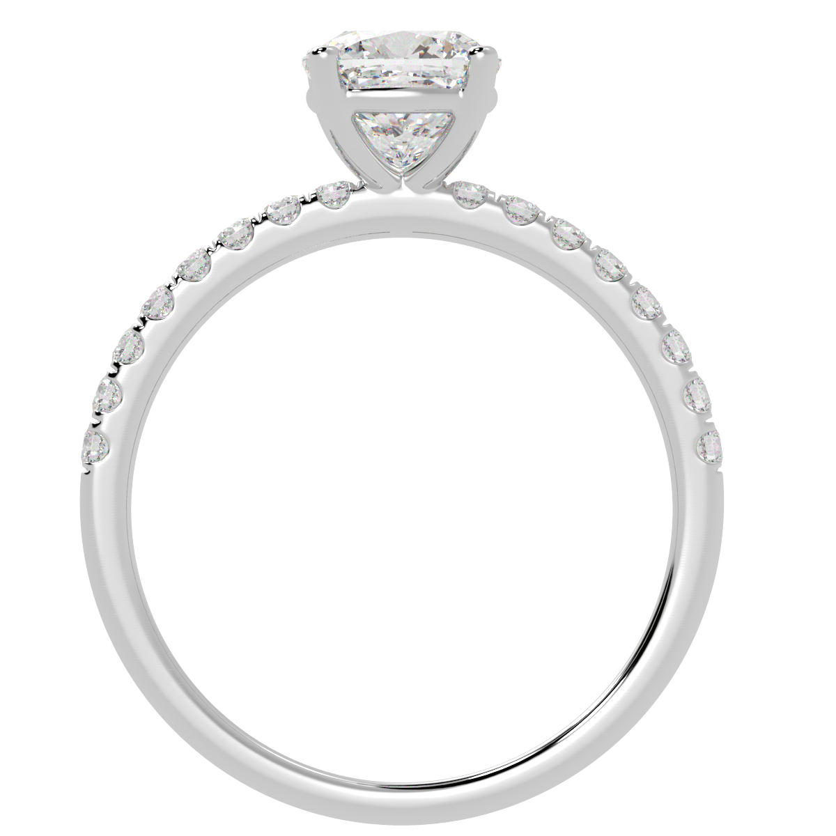 Modern Cushion Diamond Shoulder Ring