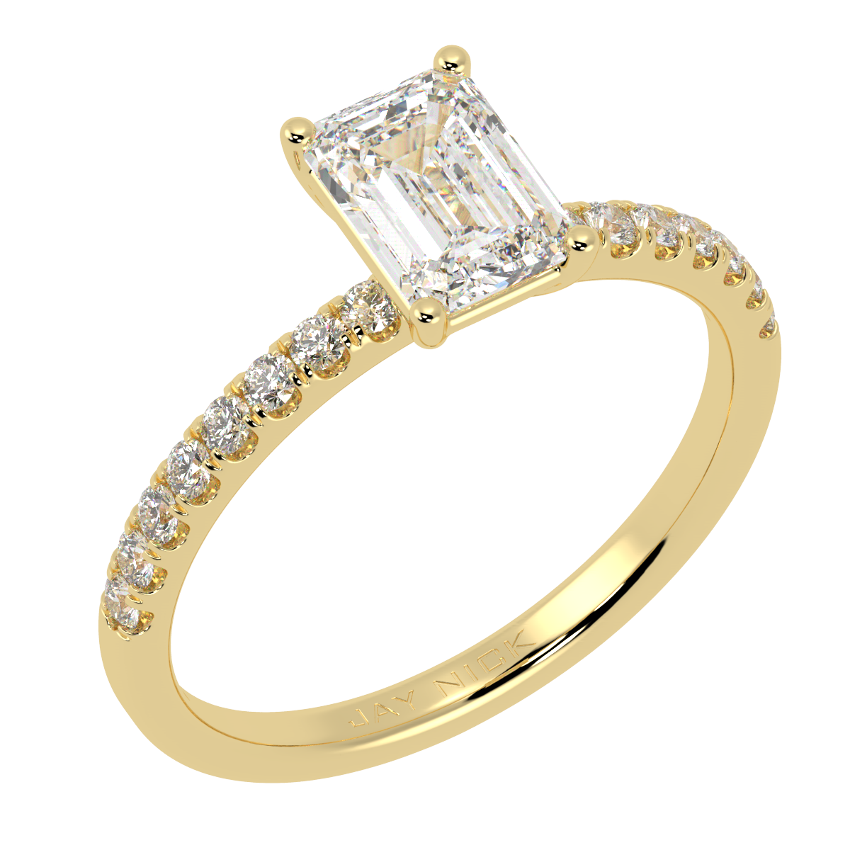 Modern Emerald Diamond Shoulder Ring