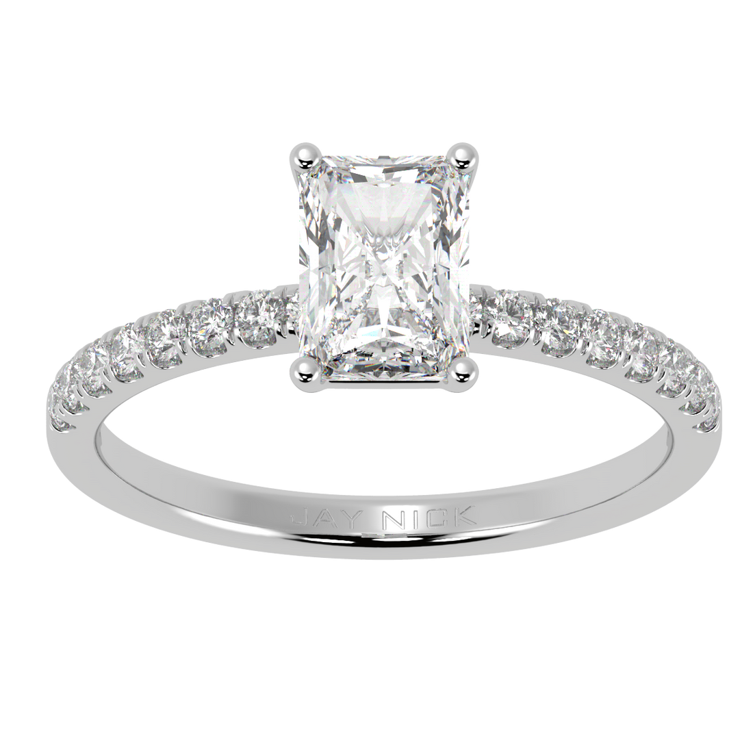 Modern Radiant Diamond Shoulder Ring