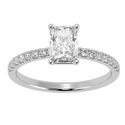 Modern Radiant Diamond Shoulder Ring