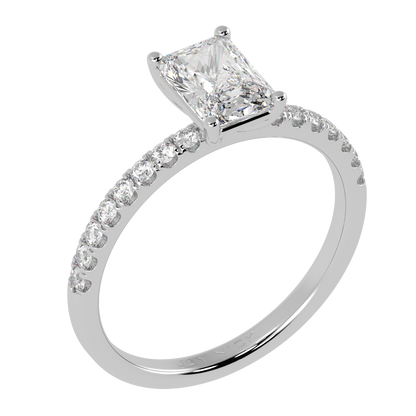 Modern Radiant Diamond Shoulder Ring