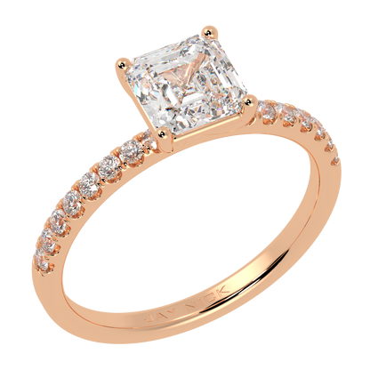 Modern Asscher Diamond Shoulder Ring