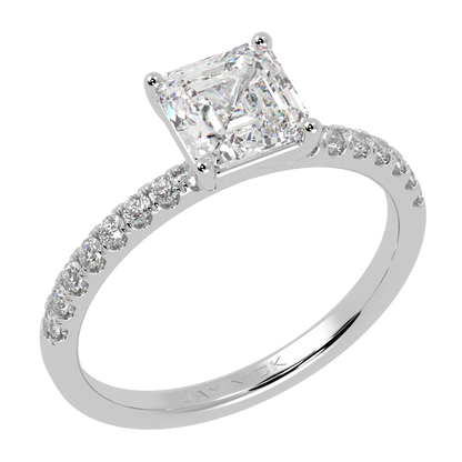 Modern Asscher Diamond Shoulder Ring