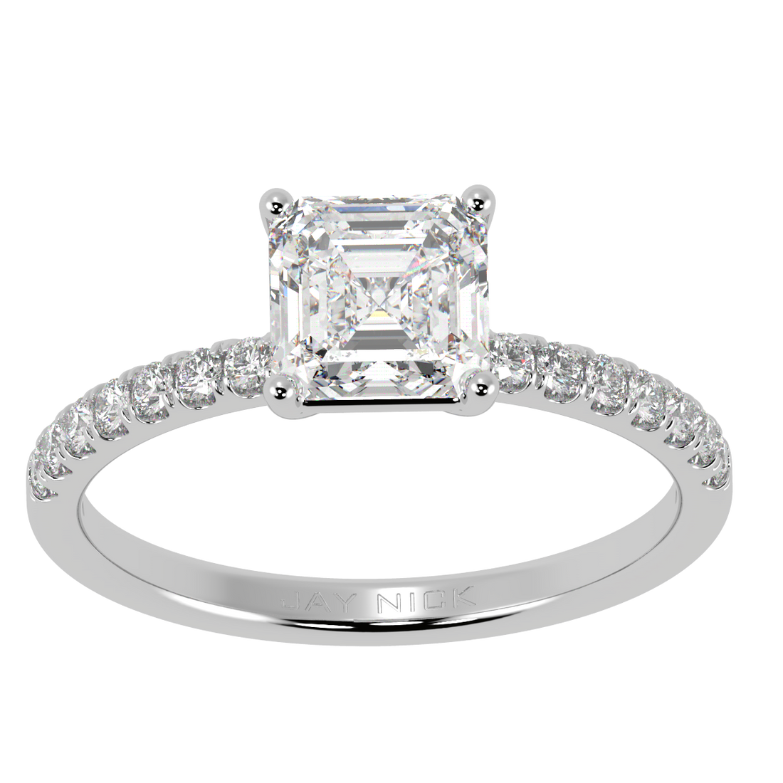 Modern Asscher Diamond Shoulder Ring