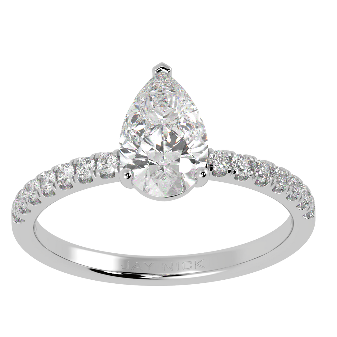 Modern Pear Diamond Shoulder Ring