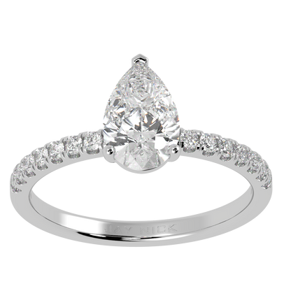 Modern Pear Diamond Shoulder Ring