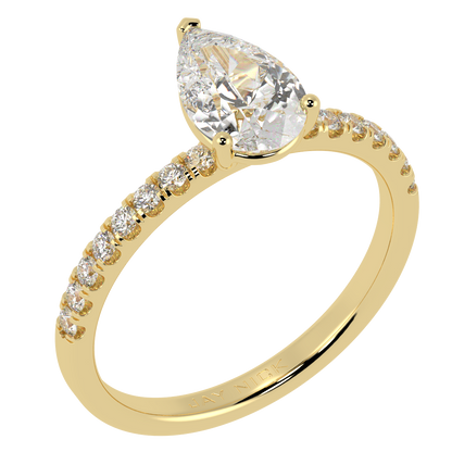 Modern Pear Diamond Shoulder Ring