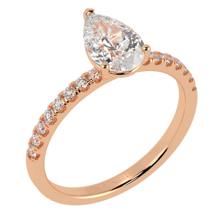 Modern Pear Diamond Shoulder Ring