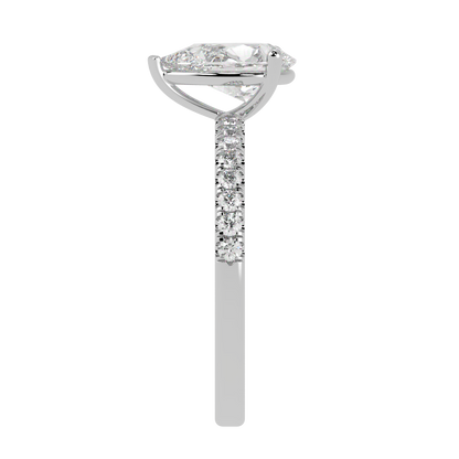 Modern Pear Diamond Shoulder Ring