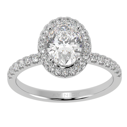 Modern Oval Cut Halo Ring