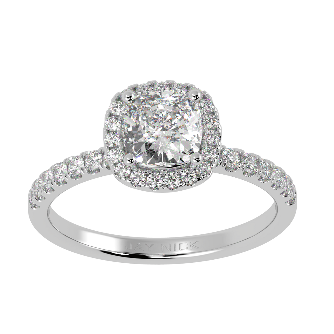 Modern Cushion Cut Halo Ring