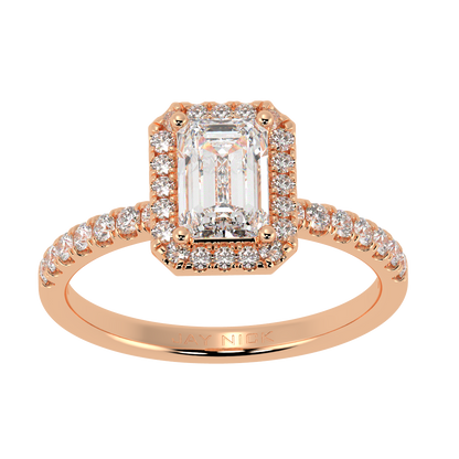 Modern Emerald Cut Halo Ring