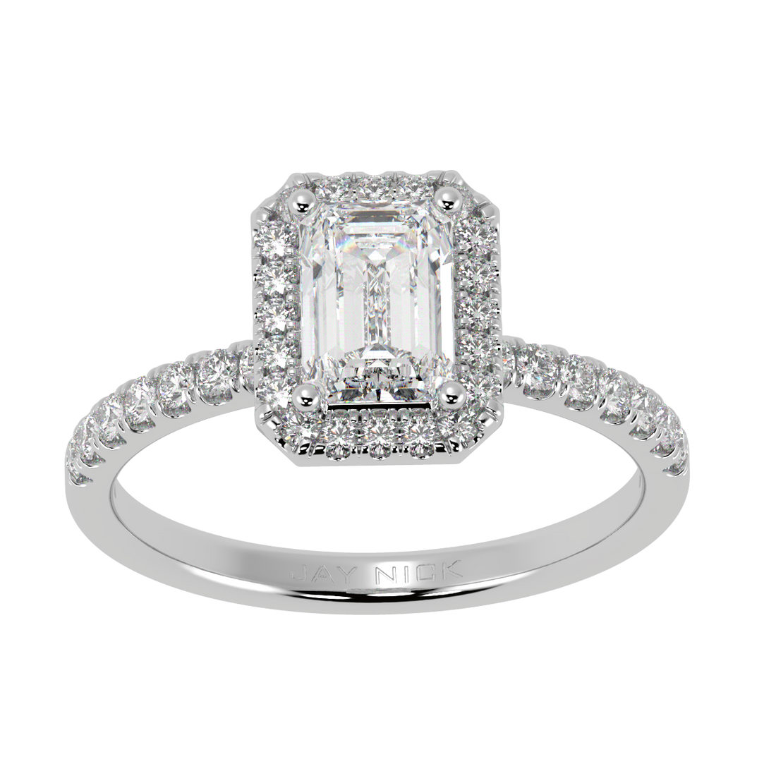 Modern Emerald Cut Halo Ring