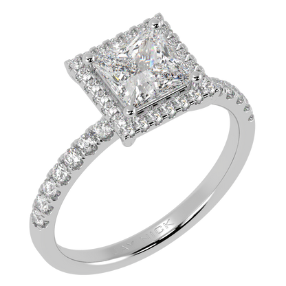 Modern Princess Cut Halo Ring