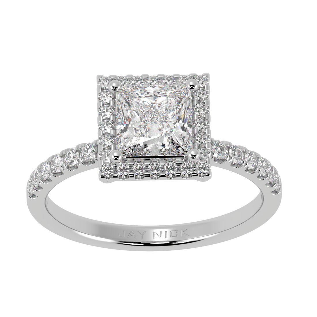 Modern Princess Cut Halo Ring