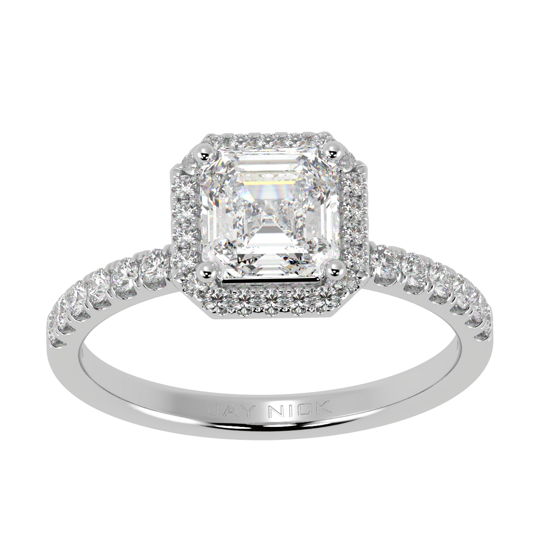 Modern Asscher Cut Halo Ring