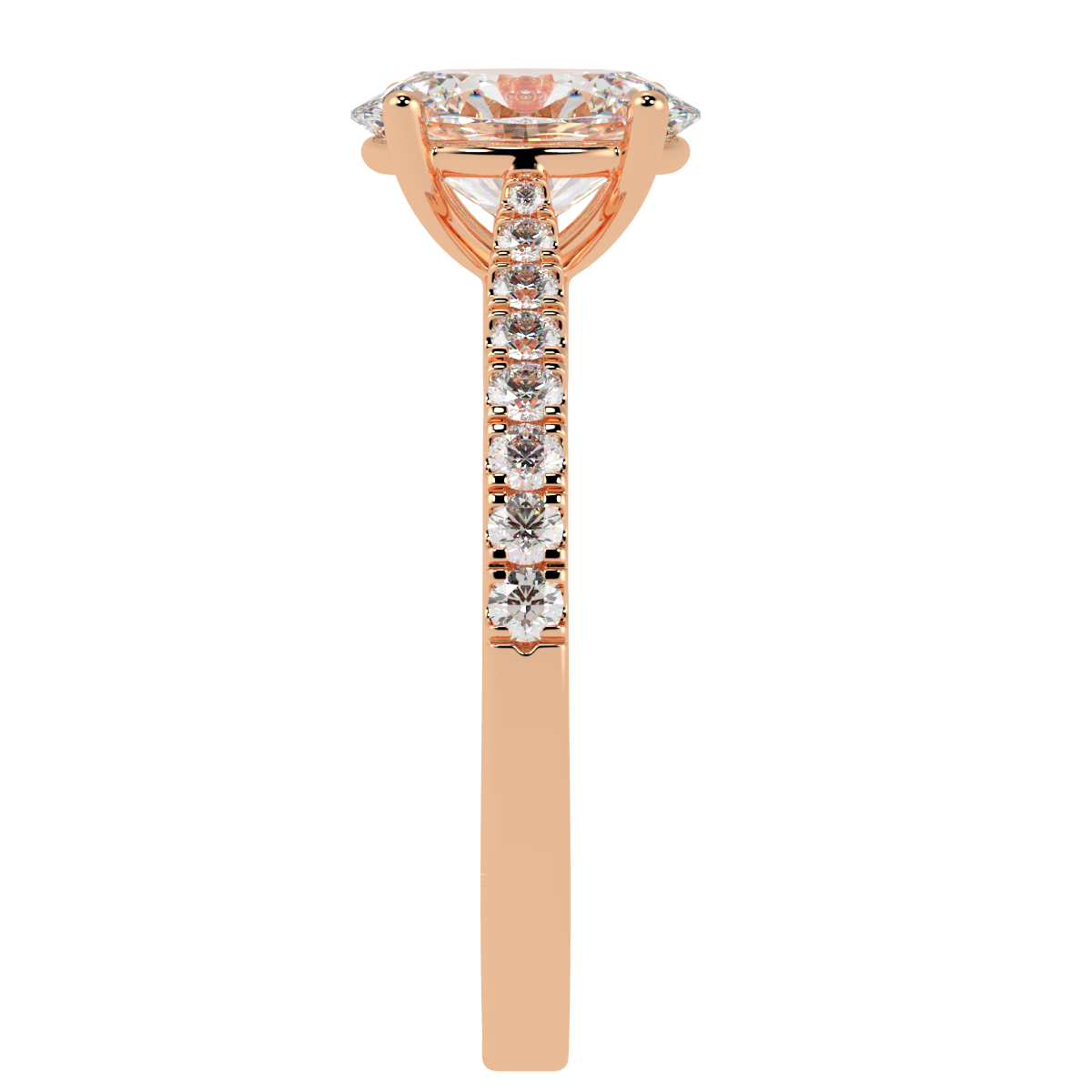 Classic Oval Diamond Shoulder Ring