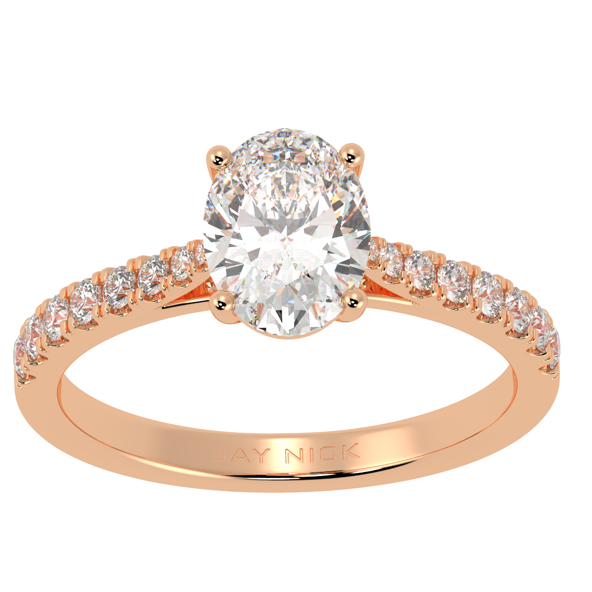 Classic Oval Diamond Shoulder Ring
