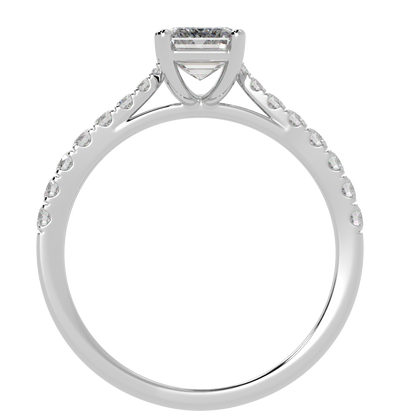 Classic Emerald Diamond Shoulder Ring