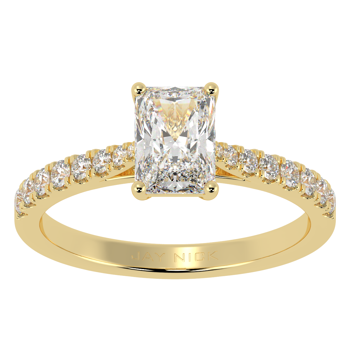 Classic Radiant Diamond Shoulder Ring