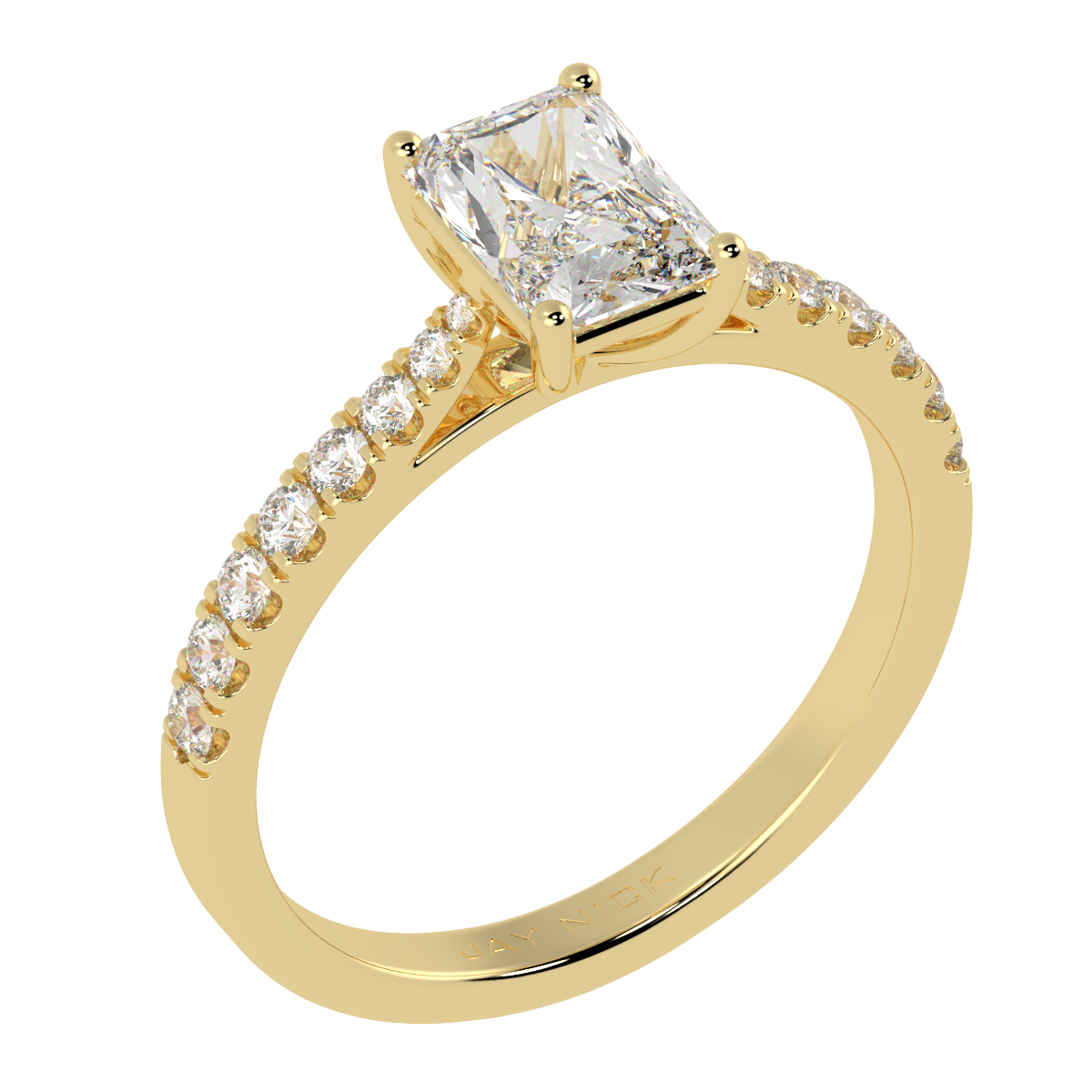 Classic Radiant Diamond Shoulder Ring