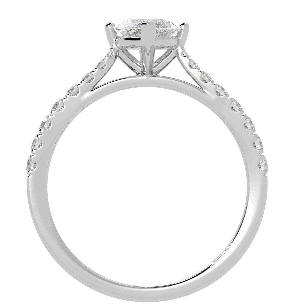 Classic Marquise Cut Diamond Shoulder Ring in white gold or platinum, flat view