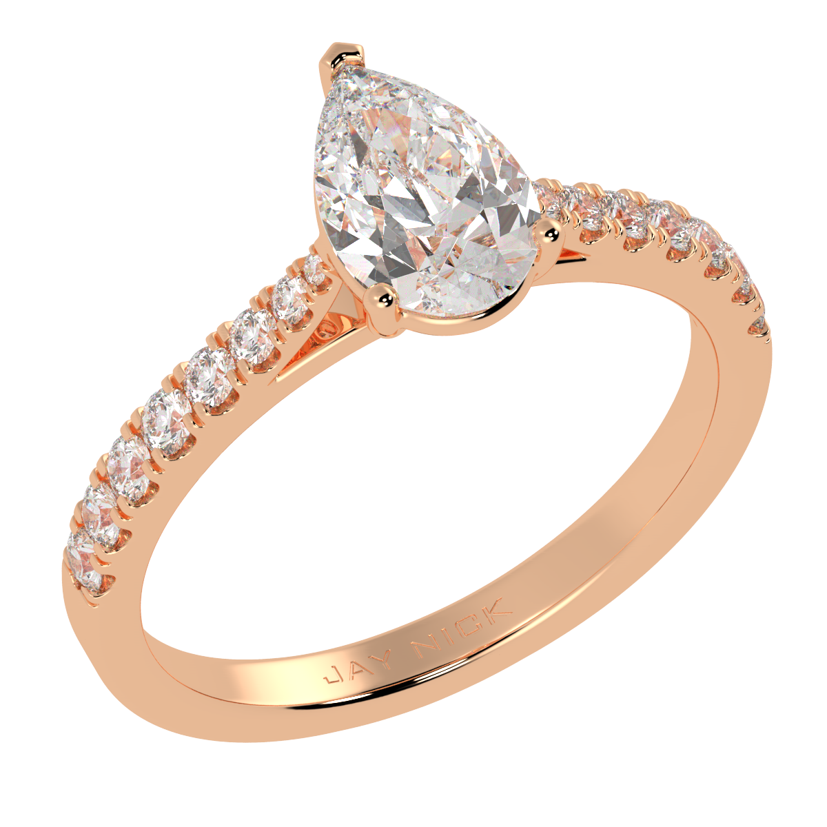 Classic Pear Diamond Shoulder Ring