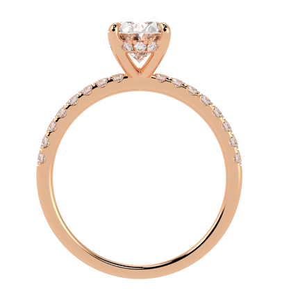 Oval Cut Studded Hidden Halo Ring