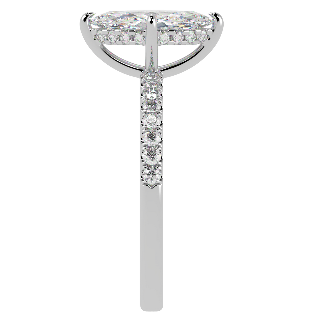 Marquise Cut Studded Hidden Halo Ring
