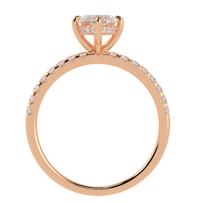 Marquise Cut Studded Hidden Halo Ring