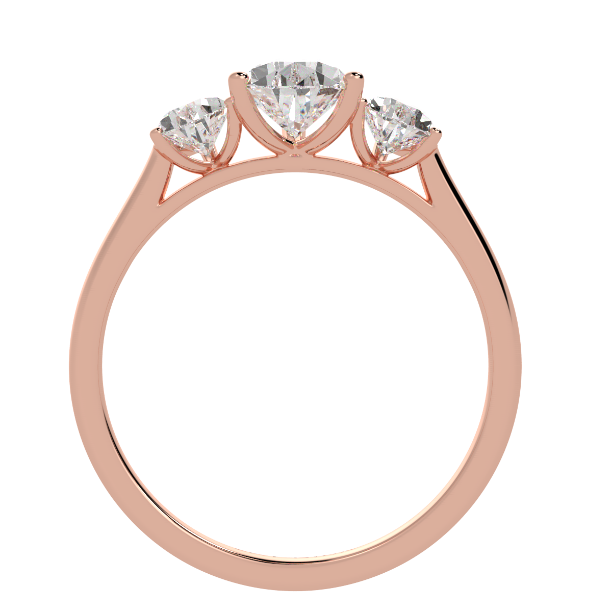 Pear Cut Trilogy Ring in rose gold, flat view
