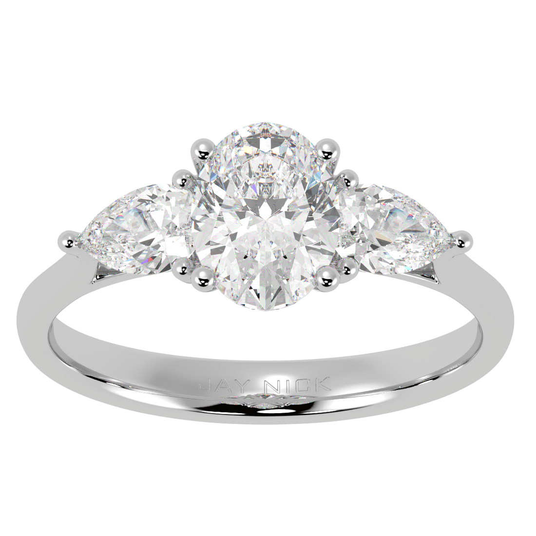 Oval & Pear Three Stone Ring