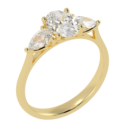 Oval &amp; Pear Three Stone Ring